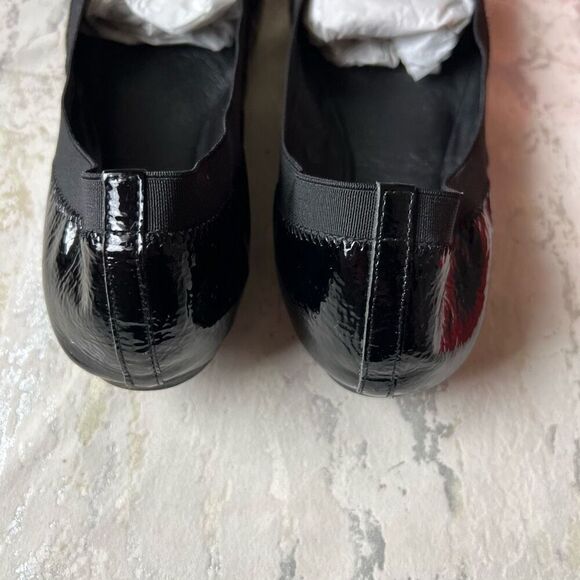 Tory Burch Caroline black patent gold naplak elastic ballet flat - Picture 6 of 15